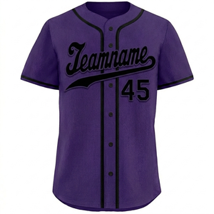 Sublimated print Custom Baseball Jersey Personalized Team Name Number Button Up Sports <b>Athletic</b> Uniform Top purple black jersey - Product Image 1