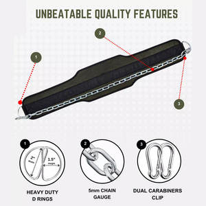 Ceinture de Compression en Nylon Durable pour Musculation avec Chaîne en Acier pour Tractions, Entraînement, Accessoires de Gym, Force - Product Image 5