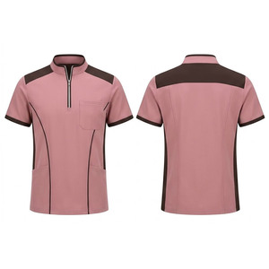 Professional Healthcare <b>Scrub</b> <b>Top</b> With Half Zip Front Short Sleeves Stand Collar And Comfortable Everyday Work Design - Product Image 1