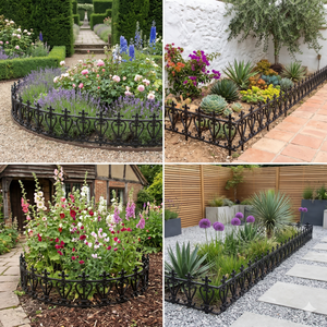 Round Cast Iron Garden <b>Fence</b> Elegant Black Ornamental Edging for Landscape Decor - Product Image 5