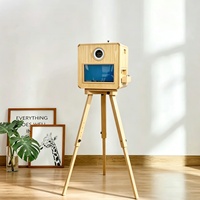 Machine Photobooth Portable en Bois avec Support Caméra et Écran Tactile 15,6 Pouces pour Mariages, Célébrations et Services de Location