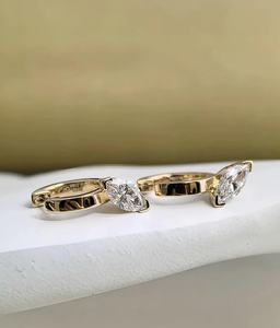 Pendientes de Diamantes Creados en Laboratorio Chapados en Oro Vintage, Corte Marquesa, Claridad VVS, Joyería Fina Elegante para Uso Diario, Regalo para Mujer - Product Image 3