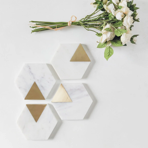 Sous-verres minimalistes en marbre, écologiques et durables, lavables, design en pierre naturelle pour fournitures de bureau - Product Image 3