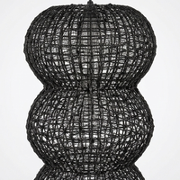 Lanterne suspendue en rotin noir artisanal à 3 niveaux, style bohème luxueux et unique, écologique, résistante à la chaleur, pour Noël