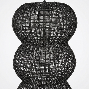 Handcrafted <b>Black</b> 3 Tier Rattan Pendant Light Boho Woven Bamboo Hanging <b>Lantern</b> Chandelier Ceiling Lamp For Resort Home Lighting - Product Image 4