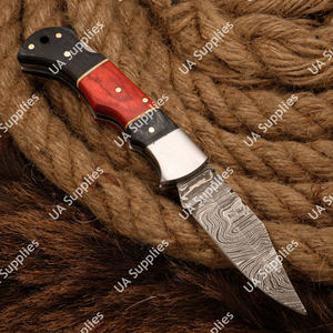 มีดพับเหล็กดามัสกัสคุณภาพสูง งานแฮนด์เมด ปรับแต่งได้ตามต้องการ รับผลิตแบบ OEM ODM OBM สำหรับกิจกรรมกลางแจ้ง EDC ยุทธวิธี ล่าสัตว์ ตั้งแคมป์ พกพา - Product Image 4