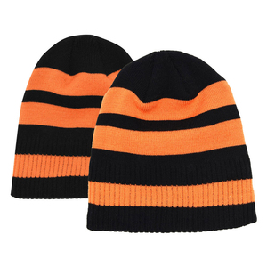 Gorro de Punto Personalizado con Logo, Rayas Naranja y Negras, Gorro de Invierno Casual Acanalado, Gorra de Calavera con Colores de Equipo, Gorro de Fanático, Venta al por Mayor - Product Image 2