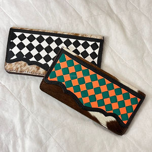 Nueva Cartera Larga de Cuero Genuino con Diseño a Cuadros, Hecha a Mano, con Múltiples Ranuras para Tarjetas, Estilo Vintage, de Piel de Vaca, Tipo Bifold - Product Image 5