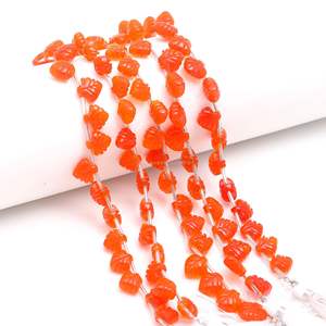 Perles en pierre de cornaline naturelle en forme de feuille, perles en pierre de cornaline sculptées à la main, fabrication de bijoux, perles en pierre de cornaline naturelle de 10-11 mm - Product Image 1