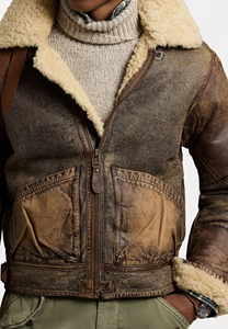 100% Original Leather Bomber Jacket for Men Stand Collar & Front Logo Latest Design Comfortable Fashionable Adult - Product Image 6
