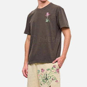 T-shirts personnalisés en gros avec logo imprimé ou brodé, 100 % coton, col rond, coupe ample, service OEM personnalisé, couleur unie, broderie sur t-shirt - Product Image 2