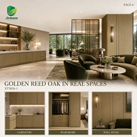 Panneau MDF mélaminé Jinbase Golden Reed Oak 18 mm E0 1220x2440 mm, panneau de fibres à densité moyenne pour armoire de cuisine, placard