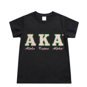 T-shirt noir à imprimé lettres AKA pour femme, manches courtes, décontracté, en coton, motif graphique, haut tendance streetwear, vêtements pour femmes, vente en gros - Product Image 1