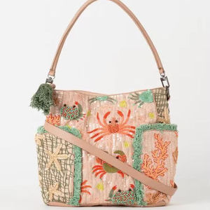 Sac de plage brodé motif crabe, sac à main d'été pour femme - Product Image 1