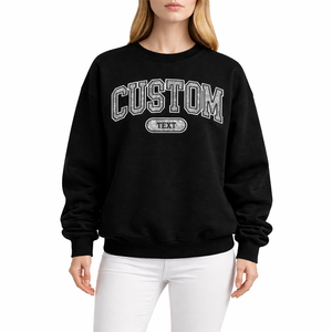 High Quality Customized Print Women 100% Cotton <b>Sweatshirt</b> Black Crew Neck Oversized Pullover Soft Fleece Casual Streetwear - Product Image 3