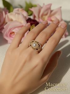 Elegante Anillo de Macramé con Piedra Lunar Crema - Joyería de Piedras Preciosas de Estilo Náutico Trenzada a Mano con Certificación IGI para Exportación al por Mayor | - Product Image 5