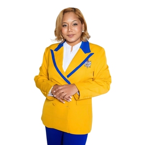 Blazer con Ribete Dorado, Chaqueta de Traje Elegante para Mujer, Ribete Metálico, Ropa Exterior Formal de Negocios, Blazer Moderno y Elegante - Product Image 1