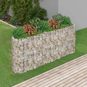 Grand lit de jardin surélevé en gabion en fer galvanisé durable argenté pour aménagements de jardin - Product Image 1