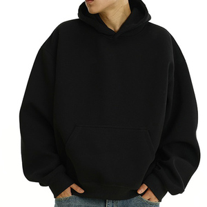Sudadera con capucha de algodón orgánico con efecto desgastado, parche de aplique personalizado, bolsillo canguro y cordón, estilo streetwear, venta al por mayor - Product Image 2