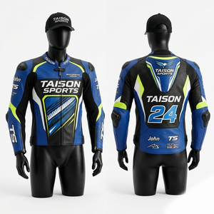 Maillot de moto en cuir véritable premium 320 GSM, design à panneaux rembourrés noir et argent, logo personnalisé embossé, coupe racing. - Product Image 5