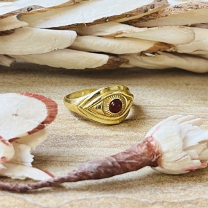 Hot Selling Evil Eye Design Garnet <b>Ring</b> 18k gold Plated Brass Vintage <b>Ring</b> Dainty Handmade <b>Statement</b> Wholesale <b>Ring</b> For Women - Product Image 3