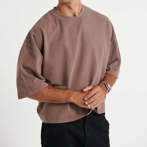 Heavyweight Blank Plain 100% Cotton <b>Tshirt</b> Anti-Shrunk Oversized Luxury Boxy Cropped T Shirt for Menort Sleeve Men Cotton - Product Image 4