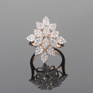 Rose <b>Gold</b> Diamond Flower <b>Cocktail</b> <b>Ring</b> Women's Luxury Engagement <b>Ring</b> - Product Image 1