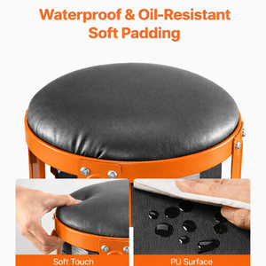 <b>Rolling</b> Mechanic Seat with <b>Tool</b> Storage Drawers, Garage Workshop Stool with Wheels Padded Seat Waterproof Steel OEM GAPGAR028 - Product Image 6