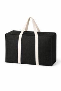 Premium <b>Black</b> Jute with Zipper Closure Large Capacity Organizer <b>Box</b> Tote <b>Storage</b> Eco Friendly Foldable <b>Storage</b> Solution - Product Image 1