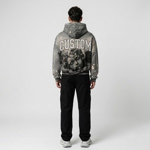 Sweat-shirt unisexe épais en molleton de coton avec logo 3D en relief, poche kangourou, manches longues, style streetwear, vierge - Product Image 6