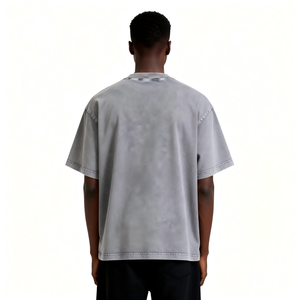 T-shirt en coton délavé surdimensionné pour homme, style rétro streetwear, col rond décontracté, tendance, marché de gros américain - Product Image 3