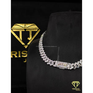 Modern Lab Grown Diamond Cuban <b>Necklace</b> for Men Luxury <b>Statement</b> Hip Hop Chain with Brilliant Sparkle By Trisha Jewels - Product Image 4