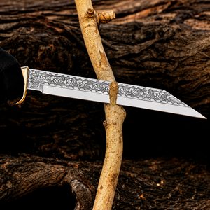Couteau Viking Seax sur mesure OEM, lame fixe en acier au carbone, couteau de chasse et de survie avec étui en cuir, fabricant en gros - Product Image 3