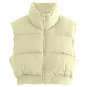 Doudoune matelassée sans manches pour femme, col montant zippé, coupe courte - Product Image 2