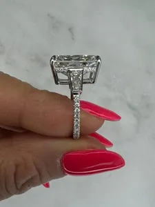 Anillo de Diamantes de Lujo Tishya de 12 Quilates con Certificado IGI, Corte Radiante, Cultivado en Laboratorio, para Mujer, Oro Blanco de 14K, F VVS2 - Product Image 3