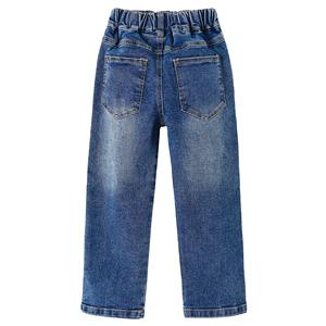Girls Floral Embroidered Relaxed Fit Denim <b>Jeans</b> <b>Elastic</b> <b>Waist</b> Kids Casual Straight Leg Pants OEM ODM Wholesale Apparels - Product Image 5