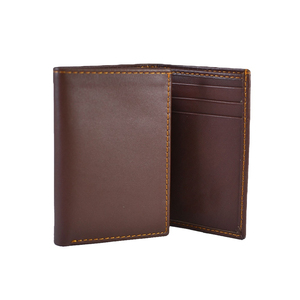 Portefeuille vintage de luxe en cuir véritable marron, ouvert, court, unisexe, fin, fait main, écologique, porte-cartes - Product Image 4