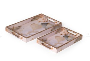 Plateau de service rectangulaire multifonctionnel en bois avec cadre, motif feuille moderne, artisanat en bois, pour la maison et la cuisine - Product Image 3