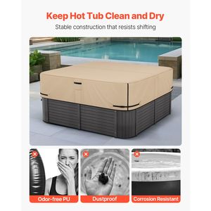 Copertura per Vasca Idromassaggio da Esterno 90 X 90 X 20 Pollici, Impermeabile e Resistente alle Intemperie, in Tessuto Oxford 600D Resistente, Protezione di Sicurezza - Product Image 6