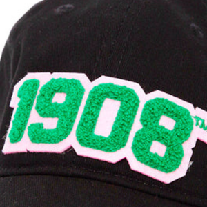 <b>Black</b> Embroidered 1908 <b>Baseball</b> <b>Cap</b> with Green Pink Lettering Patch Adjustable Back Strap Curved Visor Casual Everyday Sports - Product Image 6