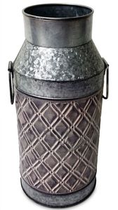 Rustic Farmhouse Style Galvanized Metal Lightweight Lattice Pattern <b>Vase</b> Rope Keys Design Desktop Flower Arrangement Farmhouse - Product Image 2