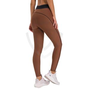 Pantalons de yoga taille haute pour femmes avec ceinture élastique et bande latérale décorative pour la course en plein air et le fitness - Product Image 4