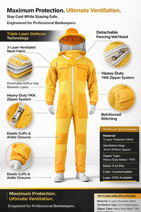 Combinaison de travail respirante antistatique, anti-piqûres d'abeilles, ensemble complet de protection contre les guêpes et les frelons - Product Image 3
