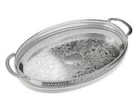 Plateau de luxe argenté avec bordure dorée texturée, plat de rangement, plateau pour confiseries gourmandes, vaisselle de fête, vente en gros