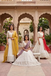 White Embroidered Lehenga Choli with Red <b>Net</b> <b>Dupatta</b> Women's Indian Pakistani Party Wedding Outfit - Product Image 3