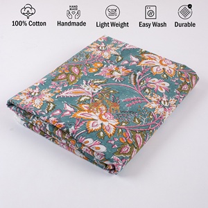 Recién llegado, Tela con estampado de bloques a mano, ligera, Floral, 100% algodón, tela suave estampada, lo mejor para la decoración del hogar, juego de cama, cortina - Product Image 2