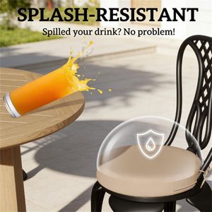 Set di 4 Cuscini Circolari Kaki per Terrazza Esterna e Giardino - Solo Cuscini - Product Image 4