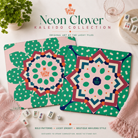 Tapis de Mahjong Moderne Pliable à Motifs Verts Mignons de Designer, 33 Pouces, 3mm, en Néoprène Antidérapant, Surface en Tissu Doux au Toucher