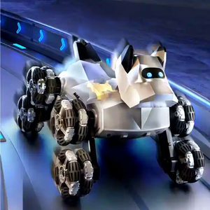Robot chien télécommandé 2,4 GHz, électrique, en plastique ABS, roues Mecanum, voiture de cascades, détection de geste, musique, lumière, pour enfants de 8 à 13 ans - Product Image 5