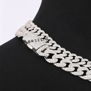 Collier et chaîne en argent sterling 925 avec diamants de laboratoire VVS testés au diamant, style Miami Cuban Link, Hip Hop Iced Out, pour hommes - Product Image 2